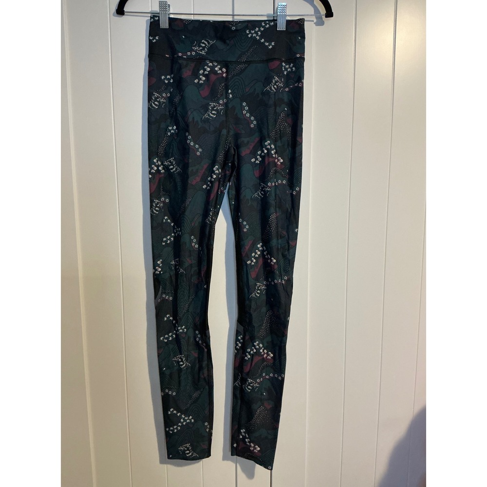 Sweaty Betty Leggings Large Adult Green Zero Gravity Run‎ Japanese Floral Womens